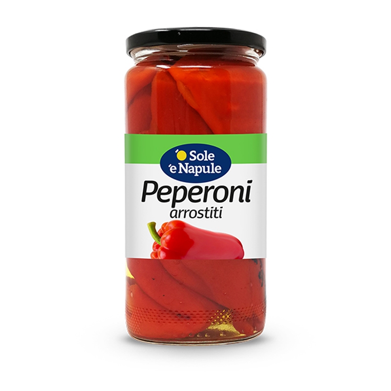 Roasted peppers in brine - 480 gr. 'o Sole 'e Napule