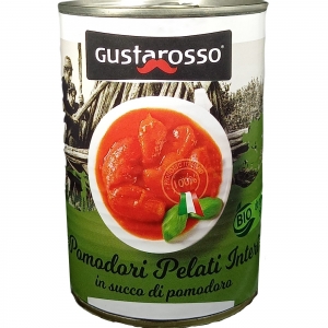 Organic Peeled Tomato 400 gr. Gustarosso ( Shelf Life 31 12 2023 )