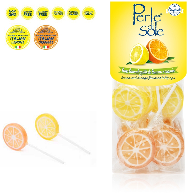 Lemon and Orange Flavored Lollipop - Perle di Sole