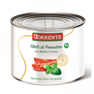 San Marzano sliced tomatoes with basil 2500g - La Torrente
