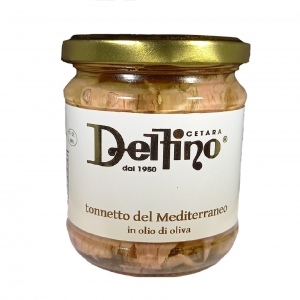 Filetti di tonnetto del mediterraneo in vetro Delfino 200 ml.