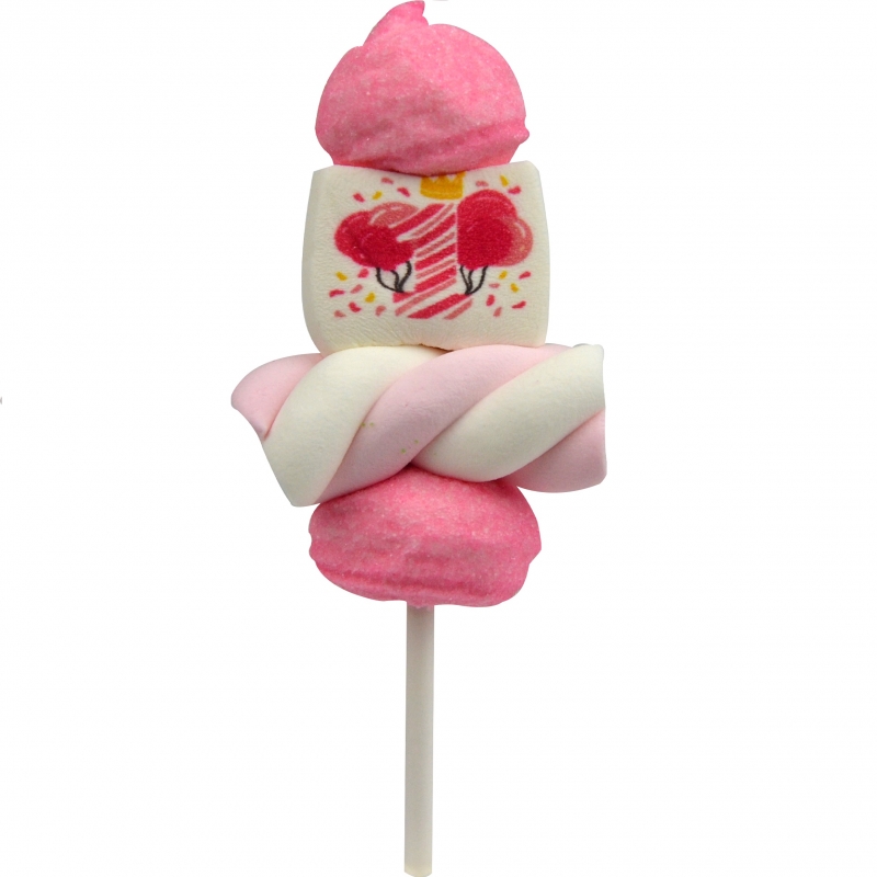 Marshmallow Mini-Spieß "1. Geburtstag rosa" Bulgarisch 22 Gr.