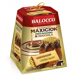 Balocco Pandoro MaxiCiok Pistachio and Hazelnut dark chocolate 800 Gr.