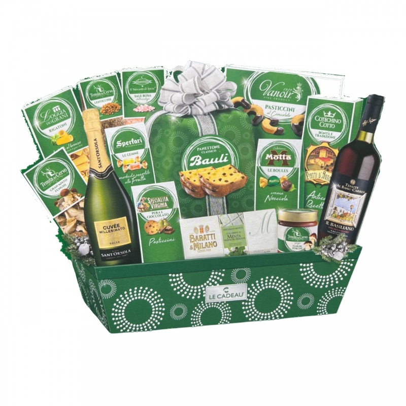 Le Cadeau Emerald Green Christmas Basket