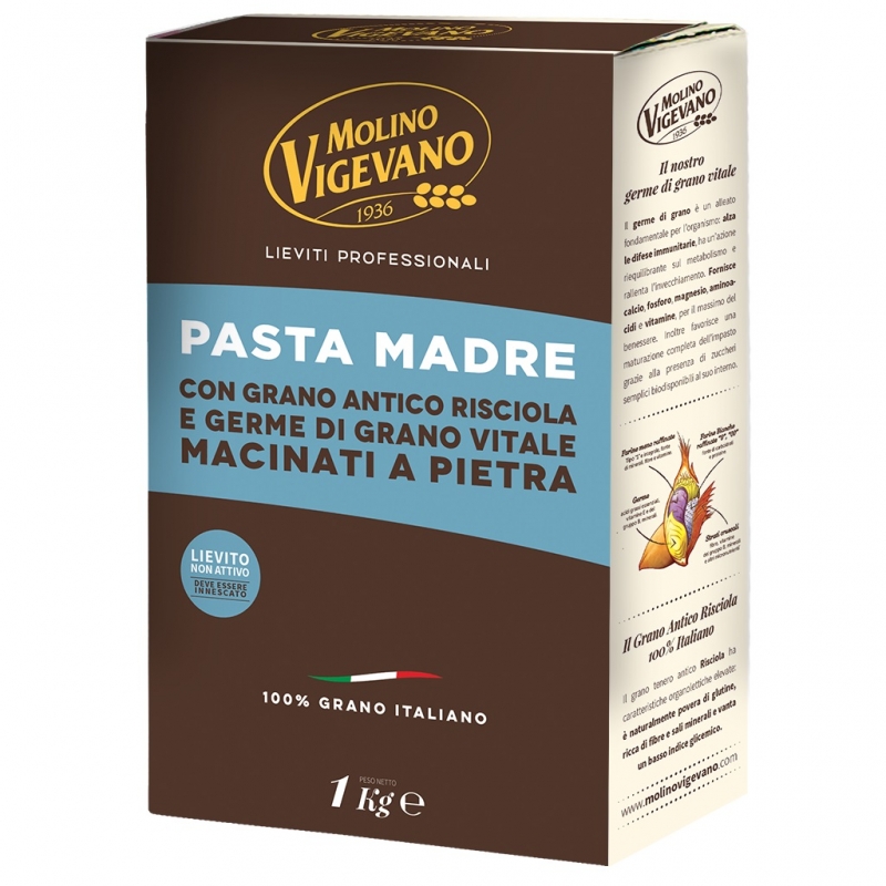 Molino Vigevano Pasta Madre with ancient wheat Risciola and vital wheat germ stone ground 1 Kg. - Molino Vigevano.