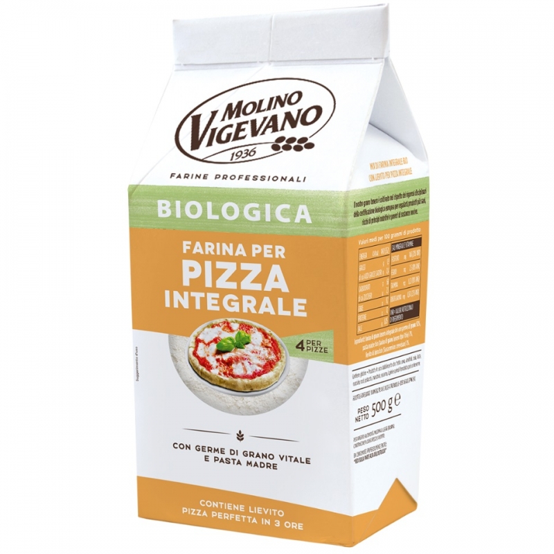 Farina Biologica per Pizza Integrale 500 Gr. - Molino Vigevano.