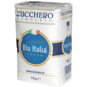 zucchero bianco semolato in fardello 1 kg. Blu Italia