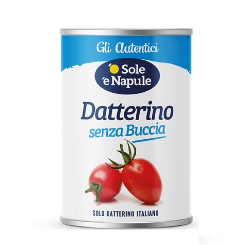 Datterino tomatoes without peel in tin 400 Gr. "O sole e Napule."