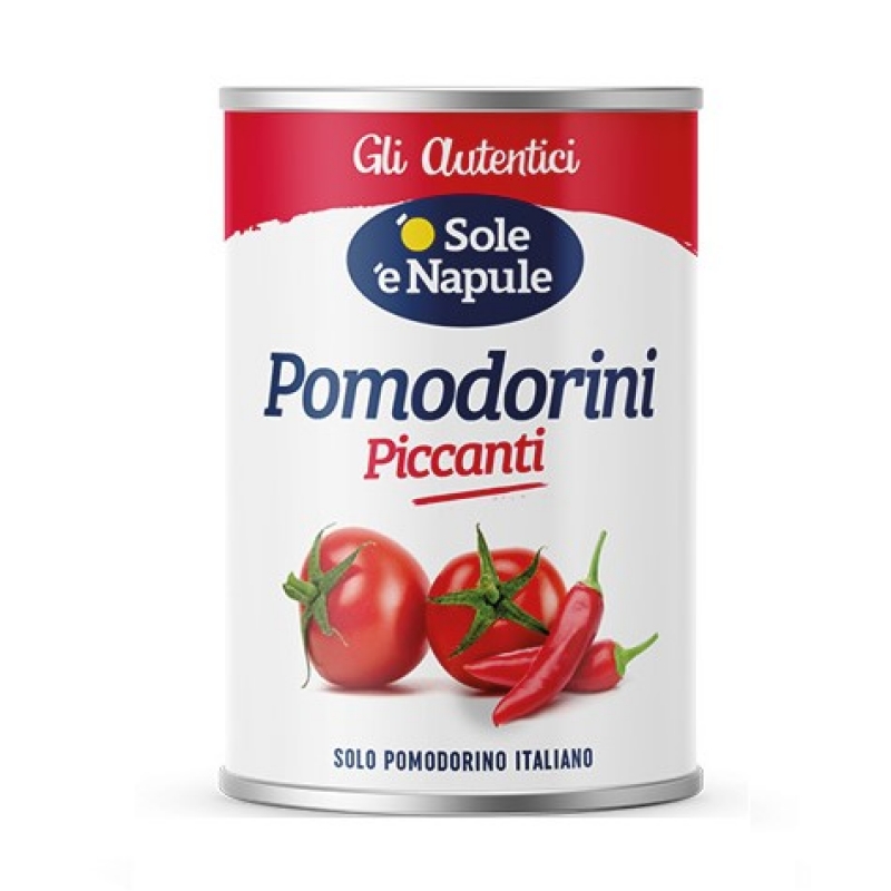 Spicy tomatoes in tin 400 Gr. "O sole e Napule"