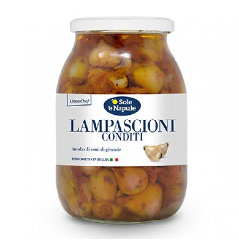 Lampascioni seasoned in oil in glass 950 Gr. "O sole e Napule"