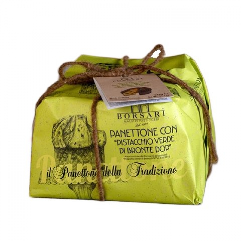 Borsari Panettone with "green pistachio from Bronte dop"