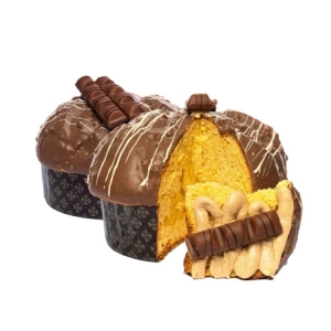 Melliot-Panettone mit Milchschokoladencreme überzogen mit La Buena-Creme Sac a poche 1 Kg.