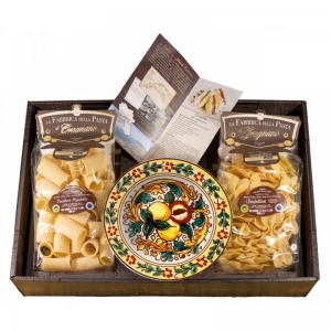 Confezione regalo Sorrento con piatto fondo e pasta - la Fabbrica della Pasta di Gragnano.