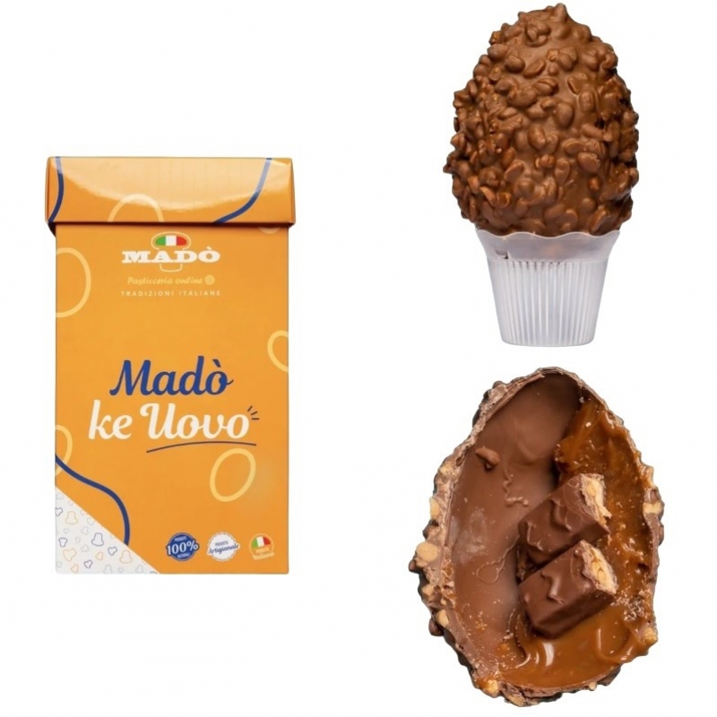 Madò Salted caramel Easter egg with extra spreadable cream filling inside 500 Gr.