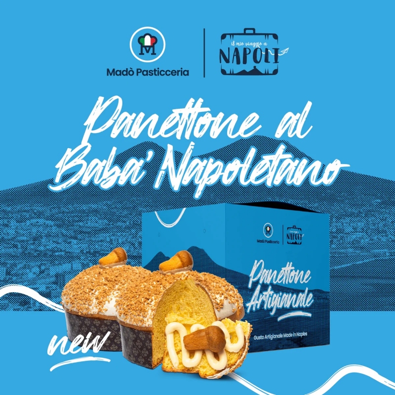 madò pasticceria artisan Panettone "IL MIO VIAGGIO A NAPOLI" with "Neapolitan Babà" cream 1kg