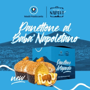 madò pasticceria handwerklicher Panettone  "IL MIO VIAGGIO A NAPOLI" avec Babà napolitain - Crème 1 kg